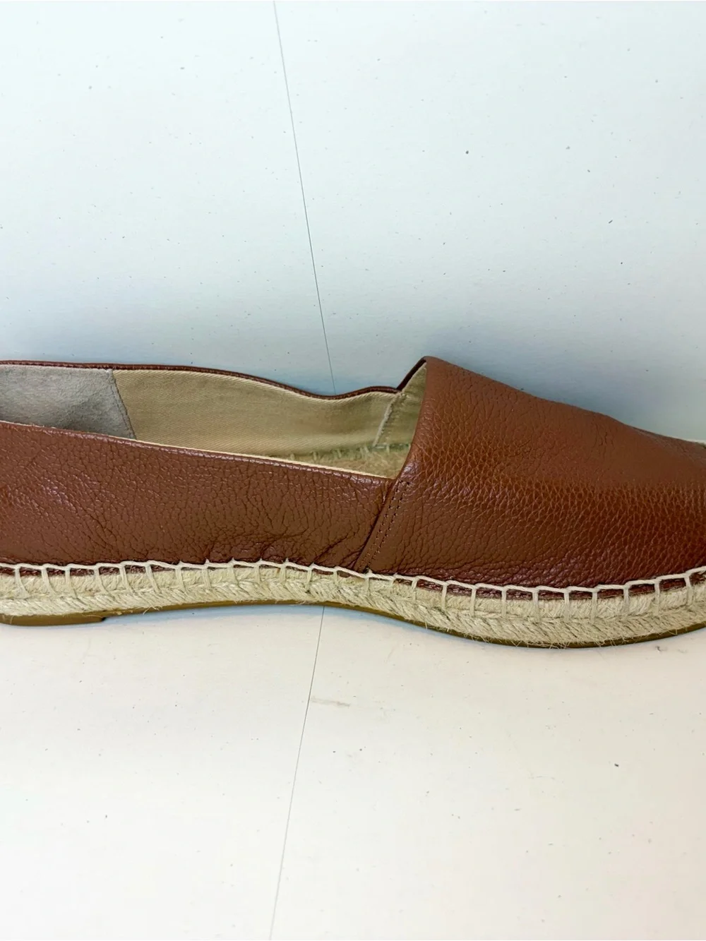 New Lauren Ralph Lauren Brown Pebbled Leather Espadrille Flats size 8